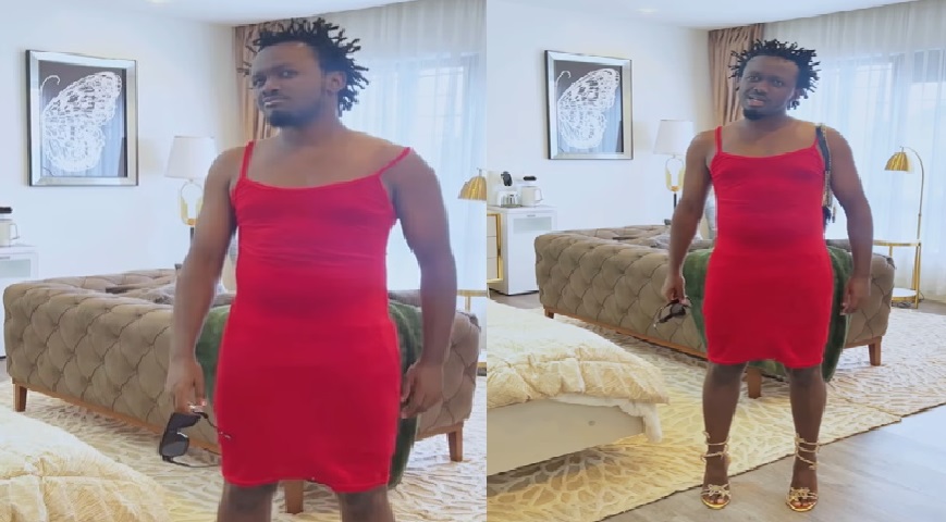Bahati  in Diana's Red Dress